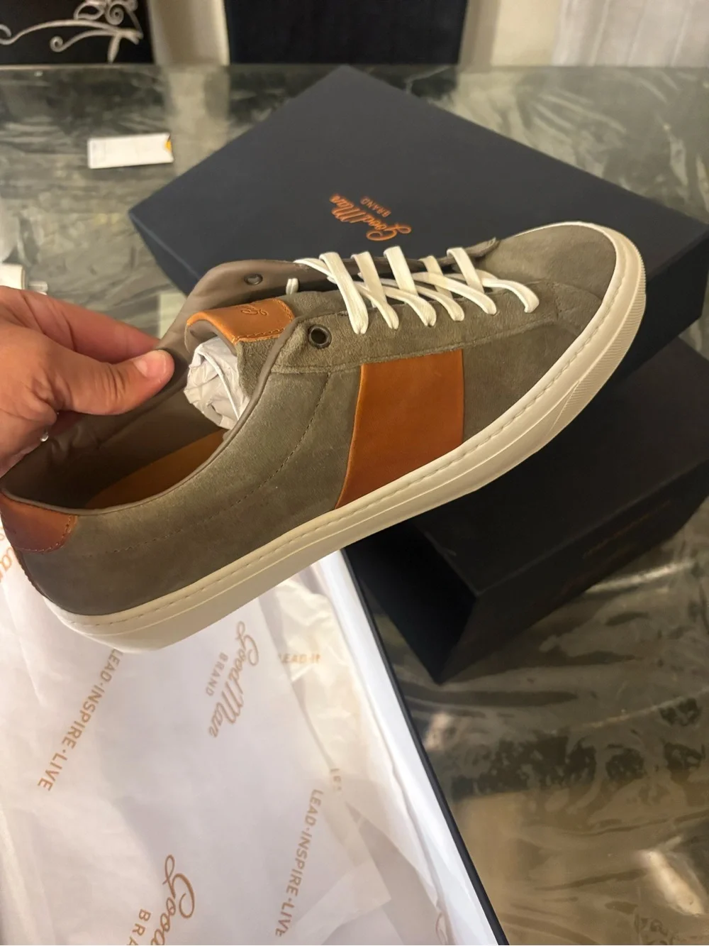 Good Man Olive Suede & Tan Leather Casual Sneaker